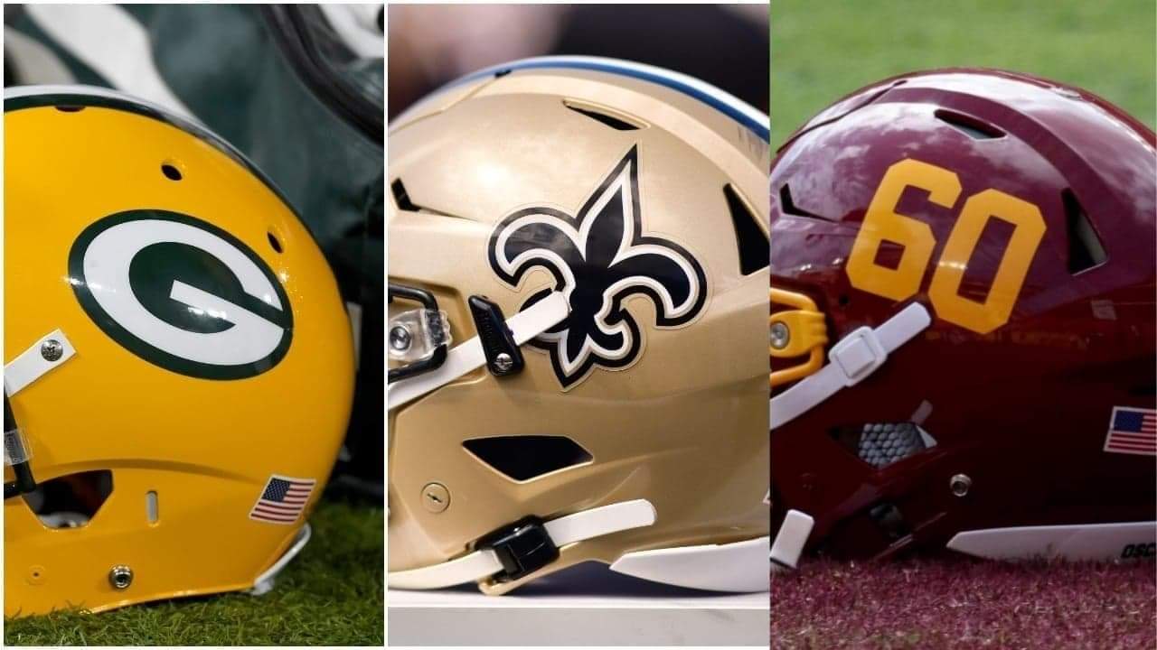 Washington Football Team, New Orleans Saints, Green Bay Packers/ via Lineups