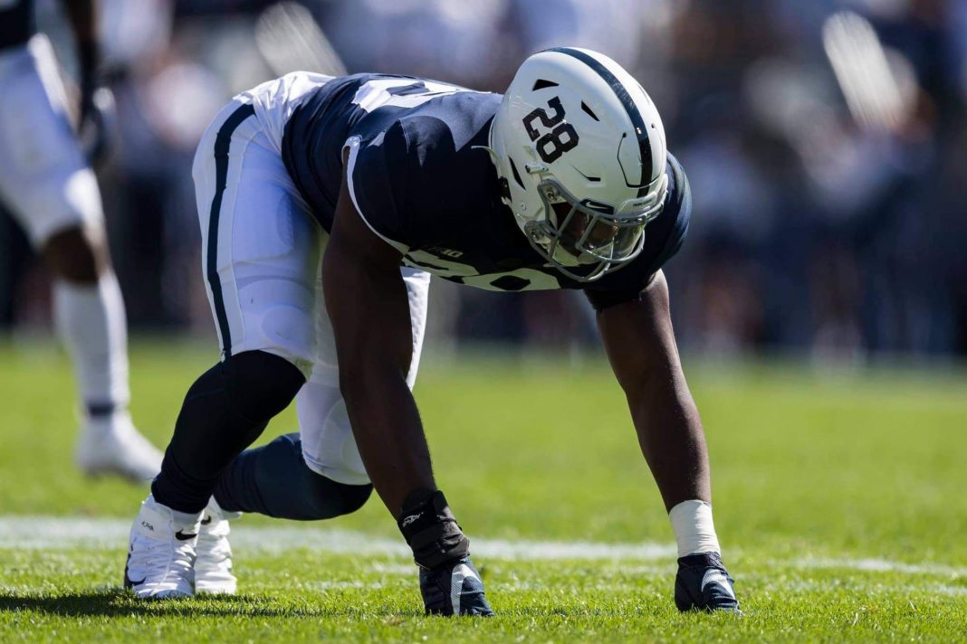 Jayson Oweh #28 of the Penn State Nittany Lions (Photo by Scott Taetsch/Getty Images)