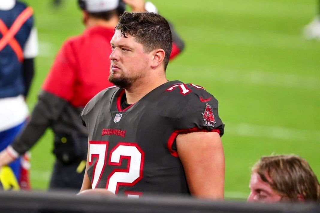 “Happy to be here,” says Tampa Bay Buccaneers offensive tackle Josh Wells about playing in the Super Bowl. The Associated Press