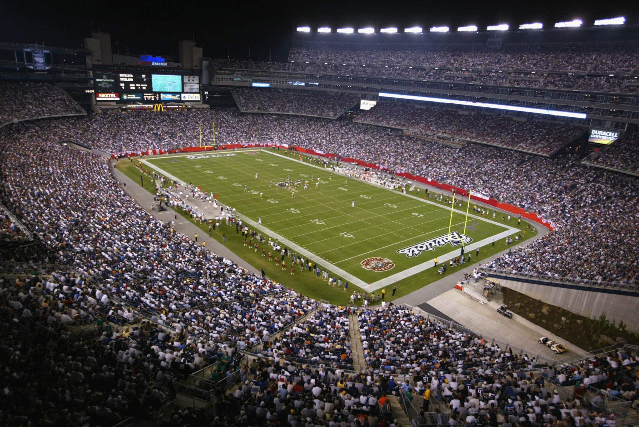 Gillette Stadium, home of the New England Patriots/via Al Bello/Getty Images