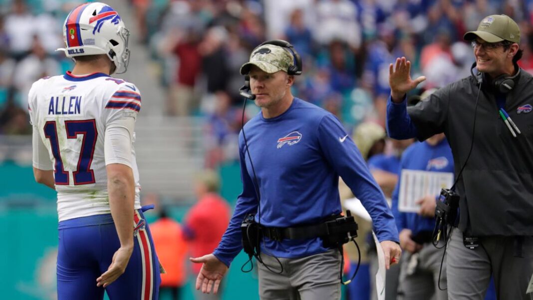 Buffalo Bills' quarterback Josh Allen and coach Sean McDermott/ via WGRZ.com
