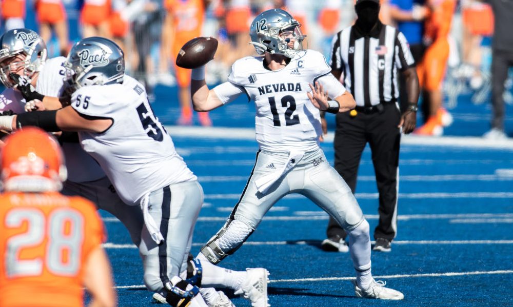 University of Nevada quarterback Carson Strong/via Tyler Ingham/Icon Sportswire via Getty Images