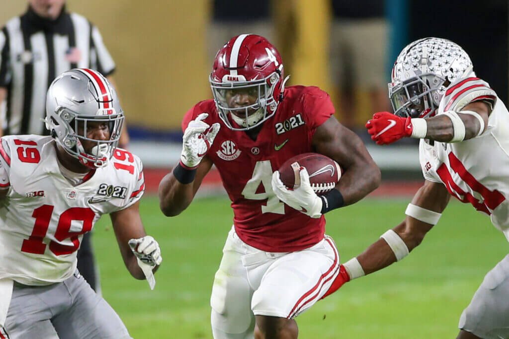Should the Buccaneers consider drafting University of Alabama's Brian Robinson?/via Getty Images