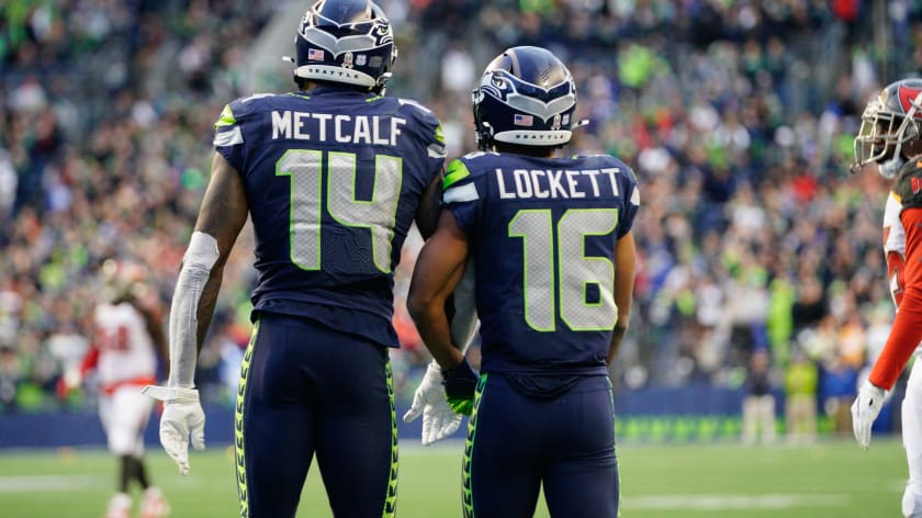 The Buccaneers' defense faces the wide receiver duo of Tyler Lockett and DK Metcalf in Germany / via seahawks.com