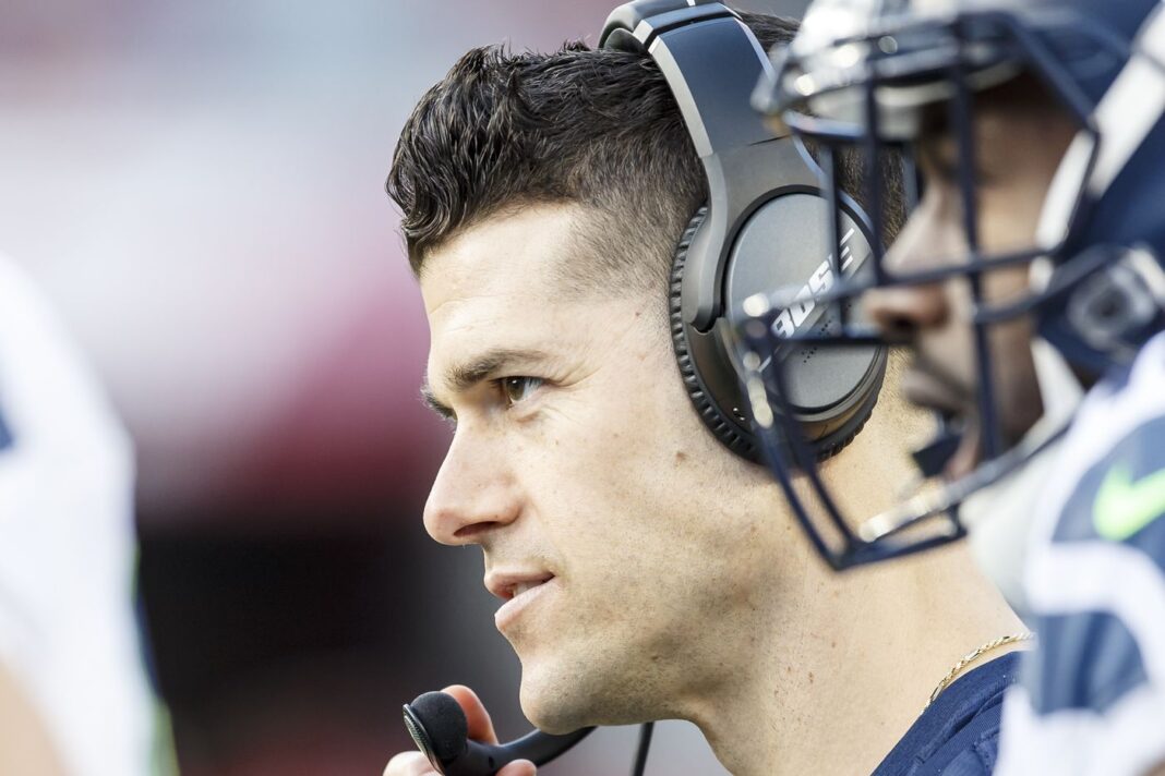 The Buccaneers are set to interview Seahawks' quarterback coach Dave Canales for their offensive coordinator position / via Allan Hamilton/Icon Sportswire via Getty Images