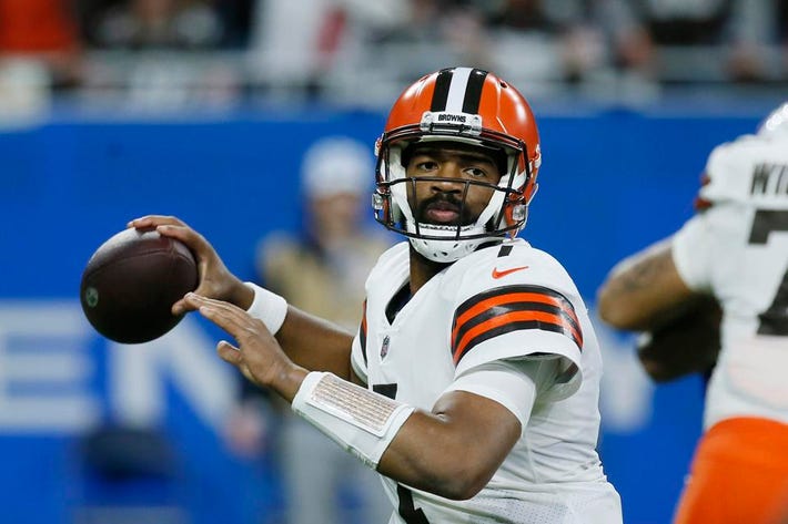 Should the Buccaneers look at bringing in quarterback Jacoby Brissett? / via ASSOCIATED PRESS. ALL RIGHTS RESERVED