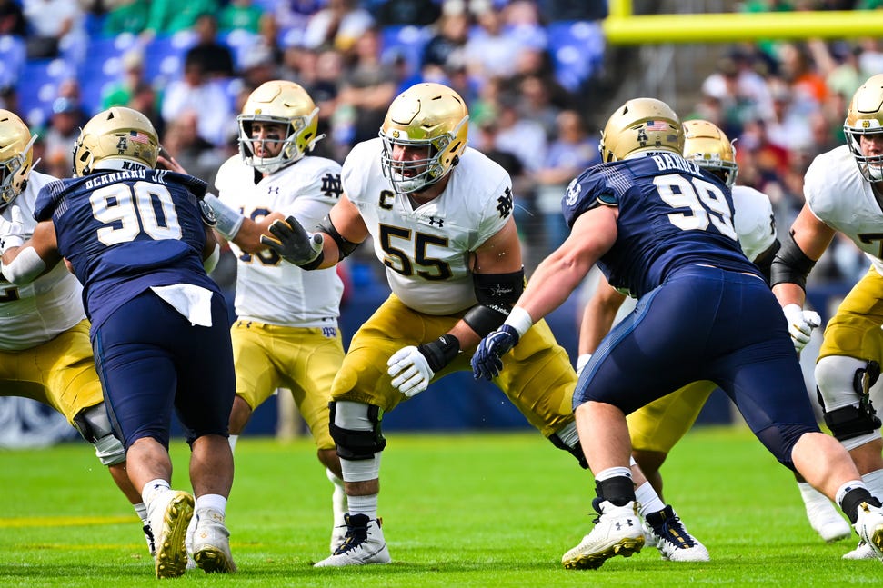 Should the Buccaneers look into drafting Notre Dame's Jarrett Patterson? / via Associated Press