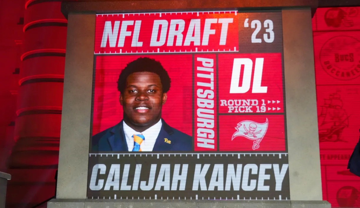 Buccaneers' defensive lineman Calijah Kancey / via USA Today